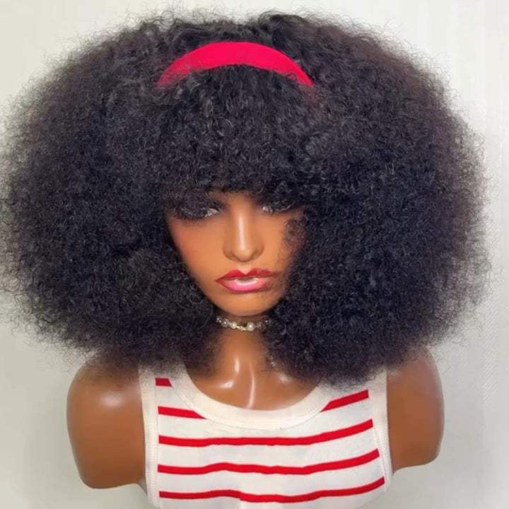 ailuxyhair-fr Sans Colle AILUXY Perruque Magnifique afro Bandeau à Frange, Volume Impressionnant au Naturel