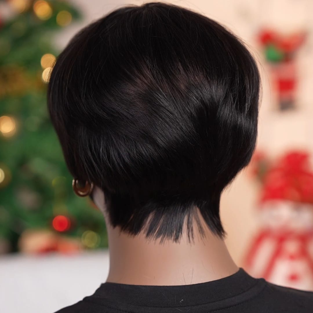 ailuxyhair-fr Sans Colle AILUXY Perruque Pixie Courte Lisse  Et Perruque Pixie Courte à Boucles Ondulées Sculptées avec FrangeFacile à Porter et à Entretenir, Coiffure Pratique pour Femme Moderne au Quotidien