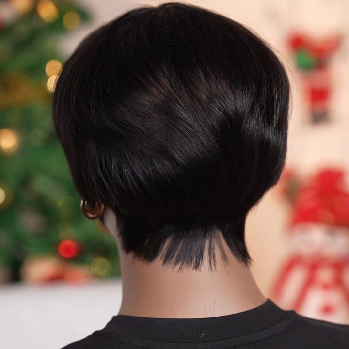 ailuxyhair-fr Sans Colle AILUXY Perruque Pixie Courte Lisse  Et Perruque Pixie Courte à Boucles Ondulées Sculptées avec FrangeFacile à Porter et à Entretenir, Coiffure Pratique pour Femme Moderne au Quotidien