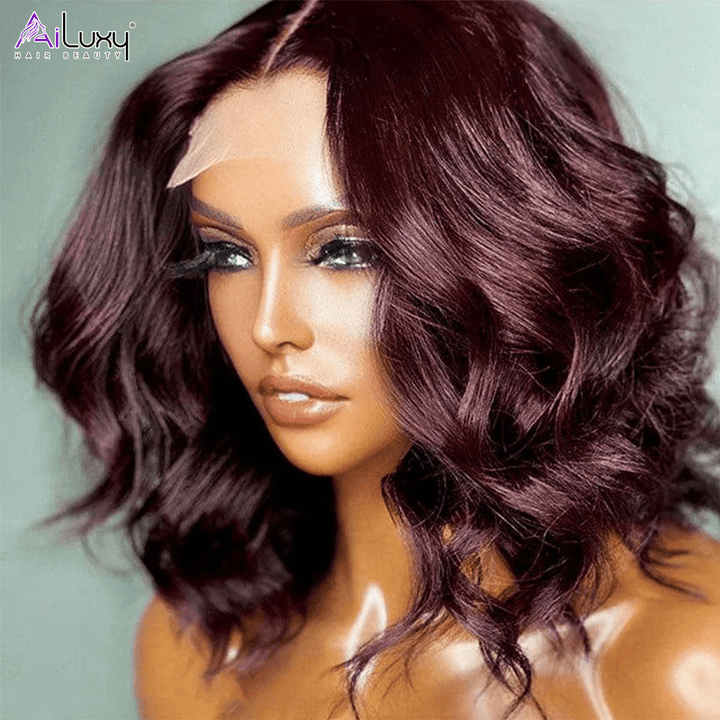 ailuxyhair-fr Sans colle AILUXY Vagues Wavy 13x4 Lace Perruque Courte Couleur Naturelle 100% Cheveux Humains comme sur la vidéo 2 - 3 jours reçus+Un beau cadeau