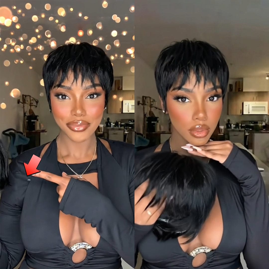 ailuxyhair-fr Sans Colle Comme la photo AILUXY Perruque Pixie Sans Colle – Modèle Style Tendance Printemps