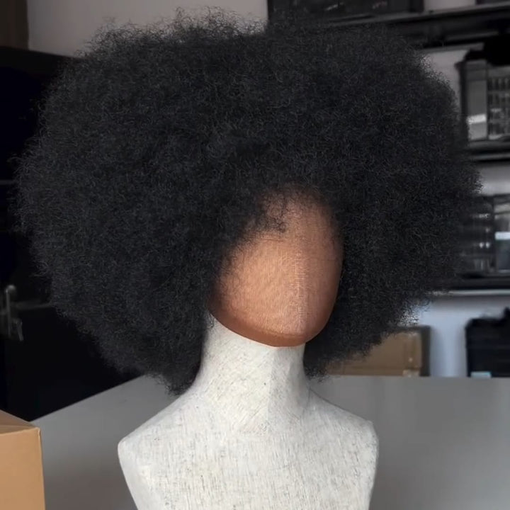 ailuxyhair-fr Sans Colle Identique à la photo  12 pouces AILUXY Perruque Bob Avec Frange Afro Curly Douce et Légère Sans Colle  Couleur  Naturelle