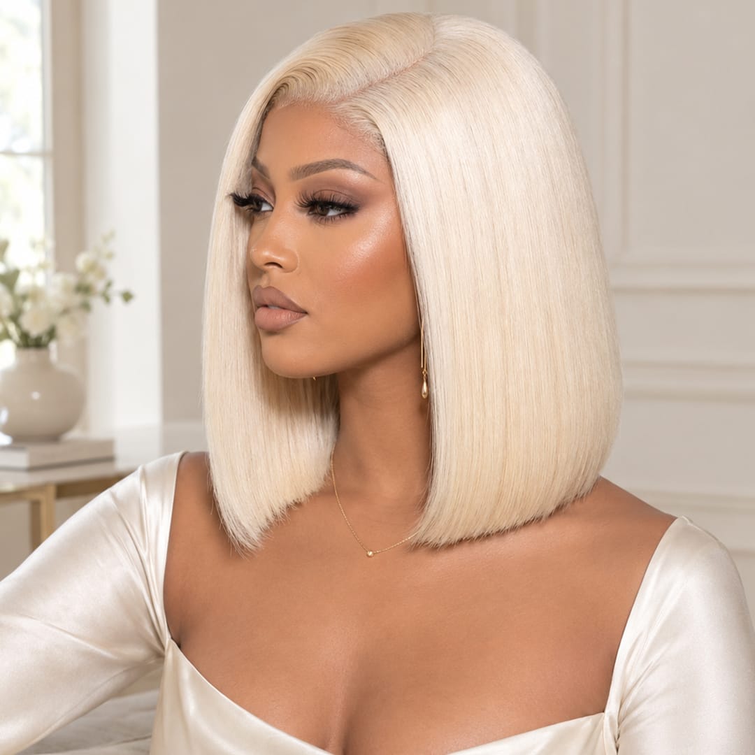 ailuxyhair-fr Sans Colle Identique à la photo AILUXY Perruque Bob Droite 613 Blond Platine Cheveux Humains 100% Haute Qualité