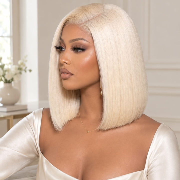 ailuxyhair-fr Sans Colle Identique à la photo AILUXY Perruque Bob Droite 613 Blond Platine Cheveux Humains 100% Haute Qualité