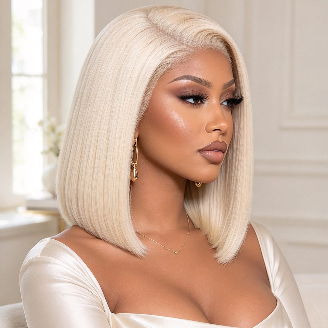 ailuxyhair-fr Sans Colle Identique à la photo AILUXY Perruque Bob Droite 613 Blond Platine Cheveux Humains 100% Haute Qualité