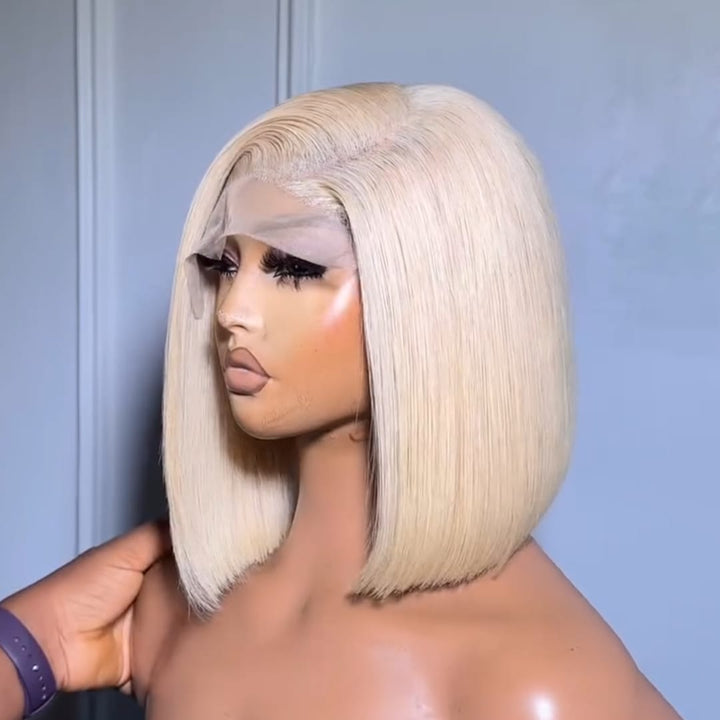 ailuxyhair-fr Sans Colle Identique à la photo AILUXY Perruque Bob Droite Blended Cheveux Naturels 613 Blond Platine Cheveux Blended Haute Qualité