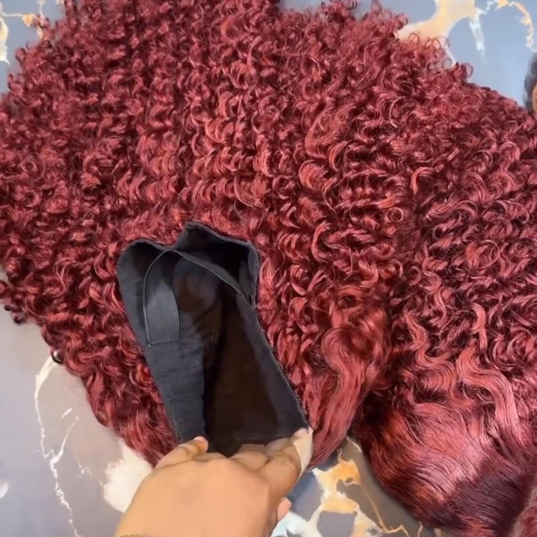 ailuxyhair-fr Sans Colle Identique à la photo AILUXY Perruque bouclée bordeaux 99J# en cheveux humains mélangés | Effet naturel et résistant