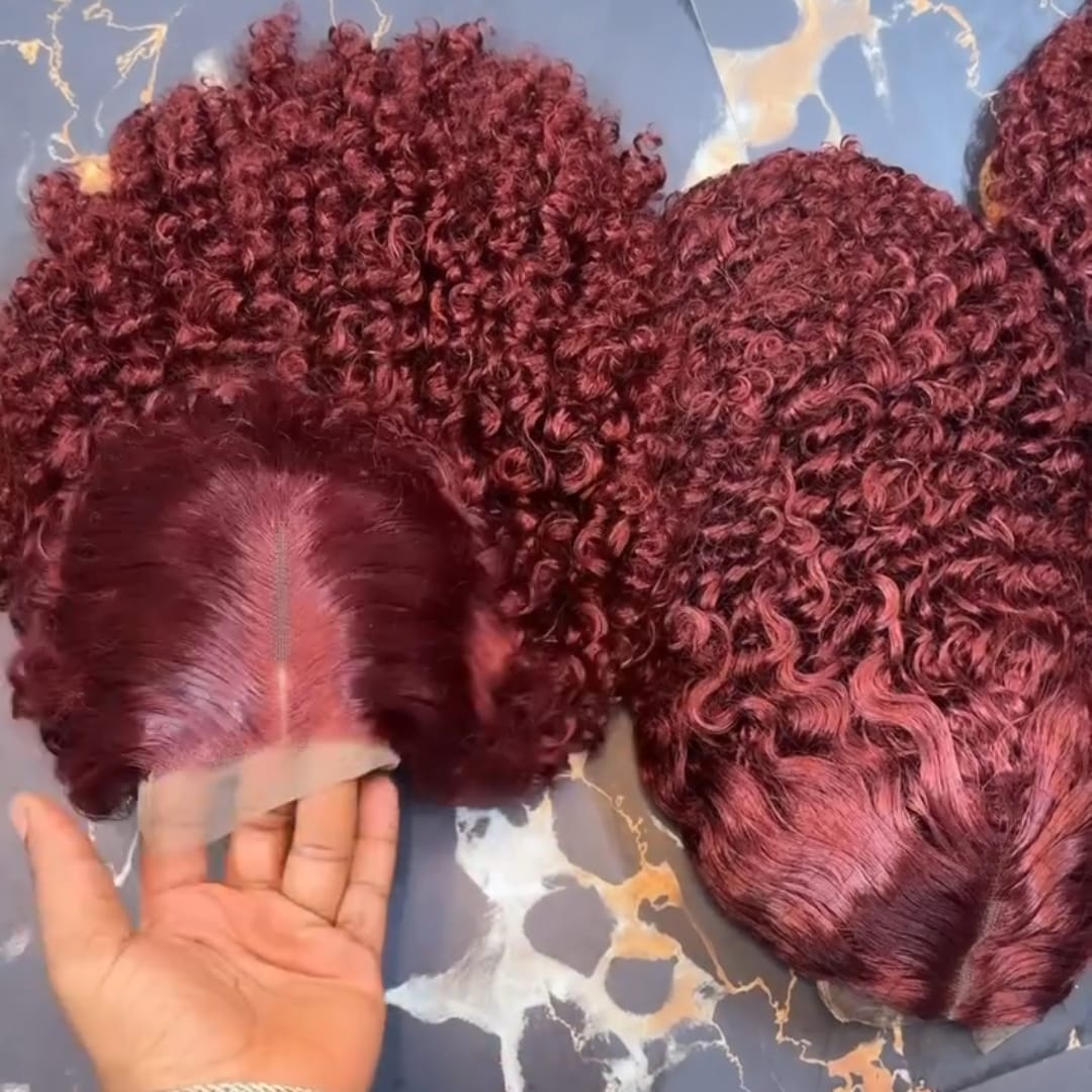 ailuxyhair-fr Sans Colle Identique à la photo AILUXY Perruque bouclée bordeaux 99J# en cheveux humains mélangés | Effet naturel et résistant