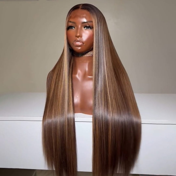 ailuxyhair-fr Sans Colle Identique à la photo AILUXY Perruque Cheveux Blended Blond Miel Brondé Longue Raide Dentelle Frontale