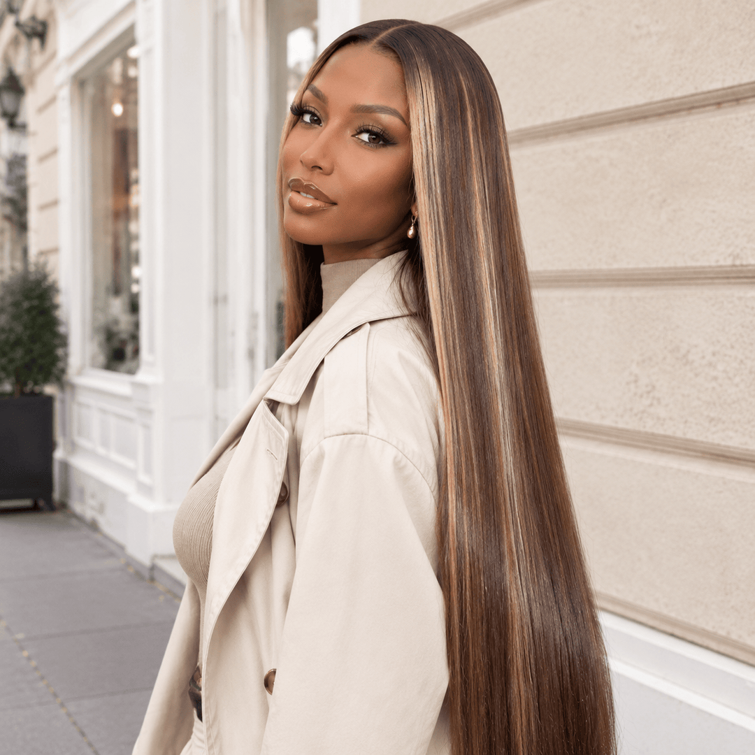 ailuxyhair-fr Sans Colle Identique à la photo AILUXY Perruque Cheveux  Blond Miel Brondé Longue Raide Dentelle Frontale
