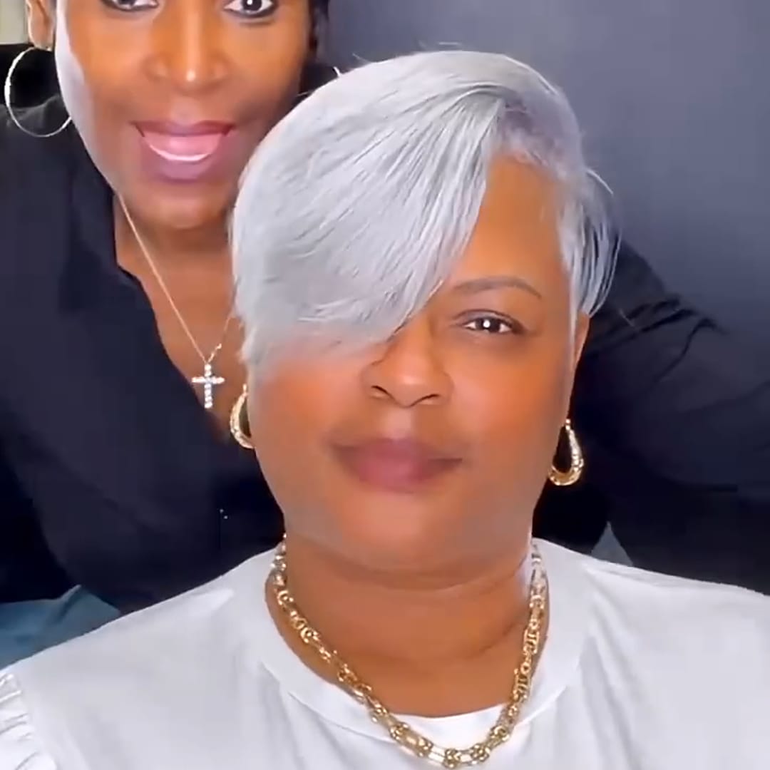 ailuxyhair-fr Topper AILUXY Topper Cheveux Humain Gris Argenté Court, Postiche Naturel avec Frange