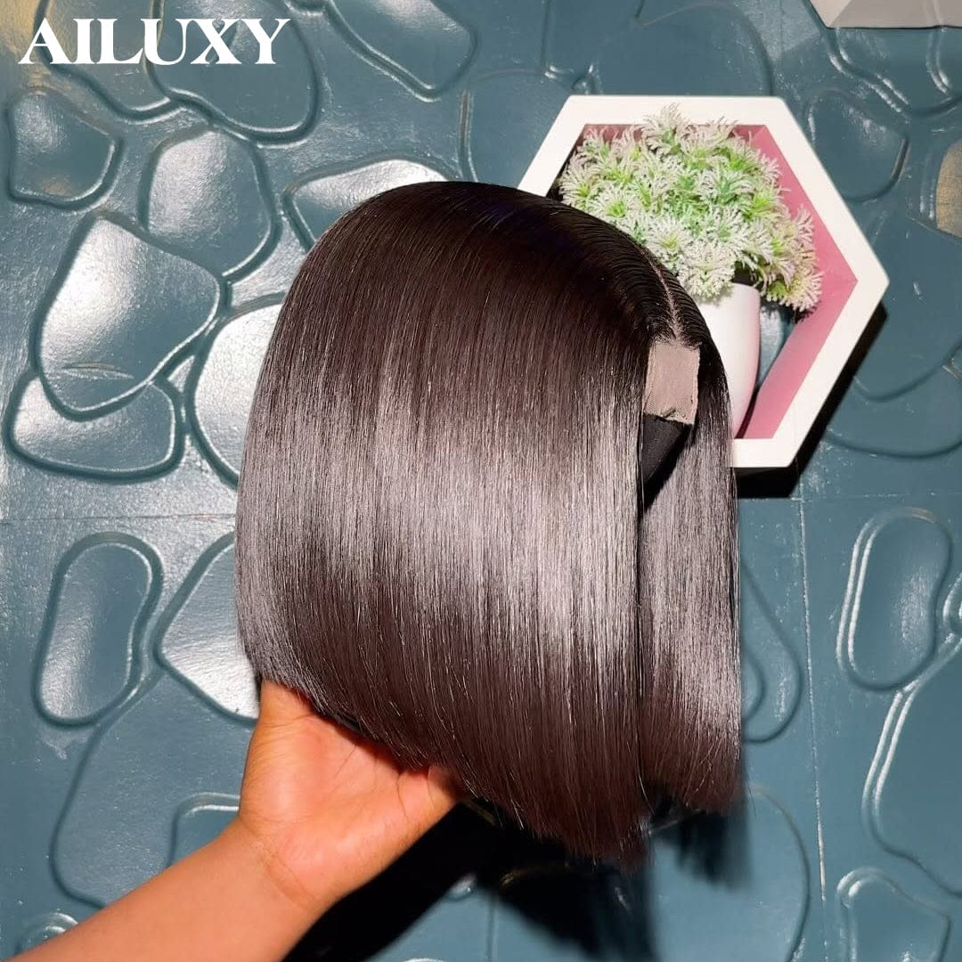 ailuxyhair-fr Vente Flash AILUXY 2x6 Lace Closure Perruque Lisse Bob perruque Couleur naturelle 200% densité 100% cheveux humains