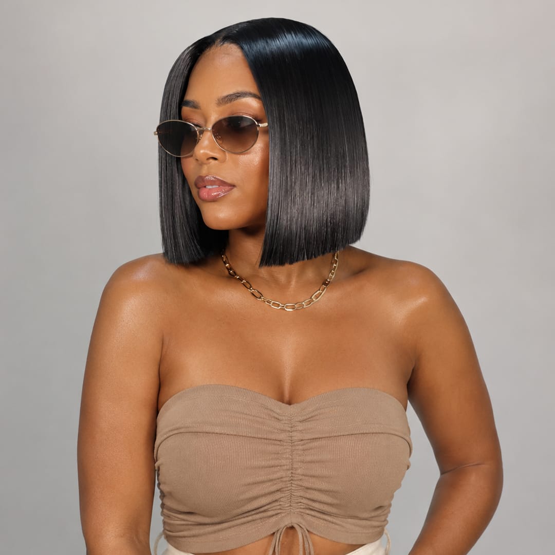 ailuxyhair-fr Vente Flash AILUXY 2x6 Lace Closure Perruque Lisse Bob perruque Couleur naturelle 200% densité 100% cheveux humains