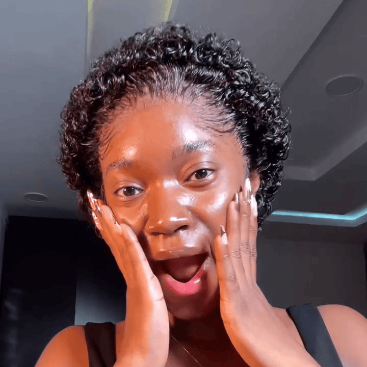 AILUXY Perruque Pixie Lace 13X1 Petites Boucles Élégantes 100% Cheveux Humains