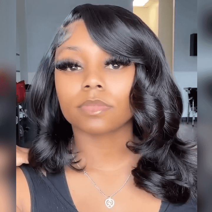 AILUXY Perruque Natural Wave BOB 4X4 Sans Colle