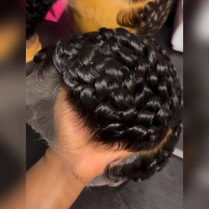 AILUXY Livraison EXPRESS OFFERTE pour le Black Friday lace 13x4 Mini perruque bouclée elfe