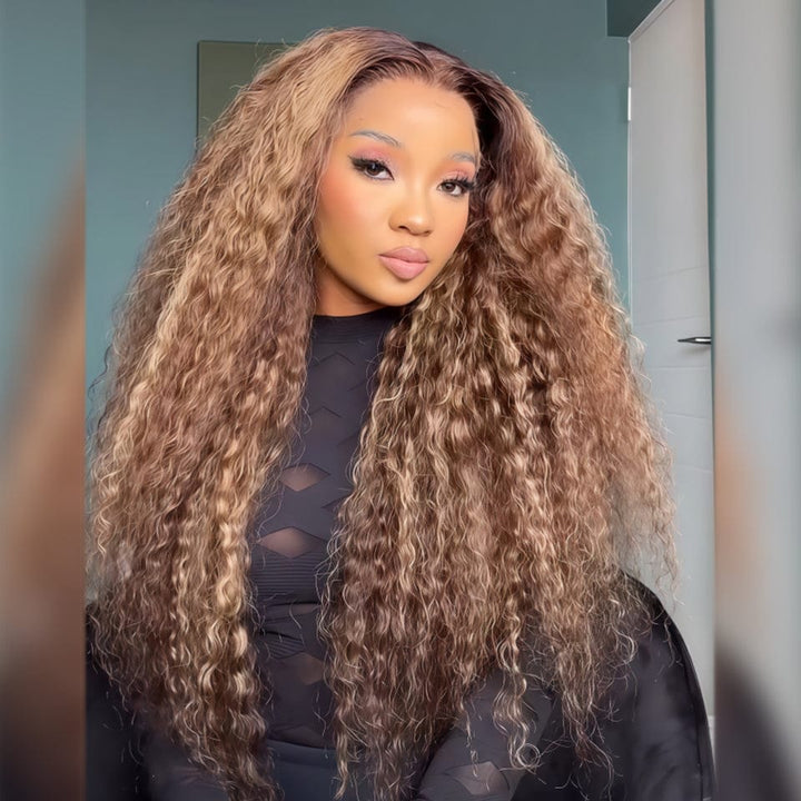 AILUXY Perruque Longue avec Ombrage Dimension Profonde et Richesse deep wave