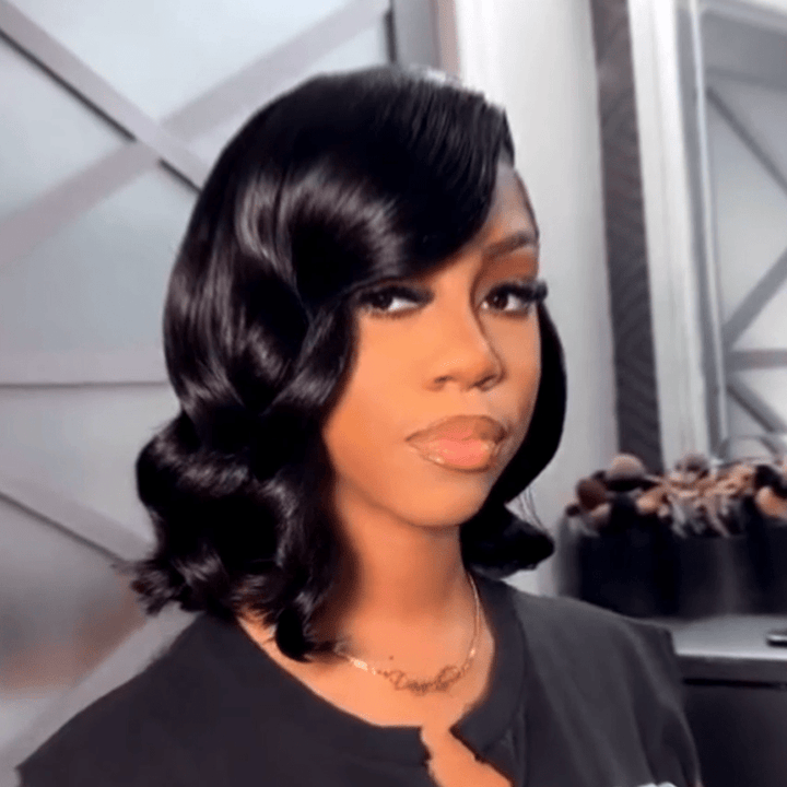 AILUXY Perruque Natural Wave BOB 4X4 Sans Colle