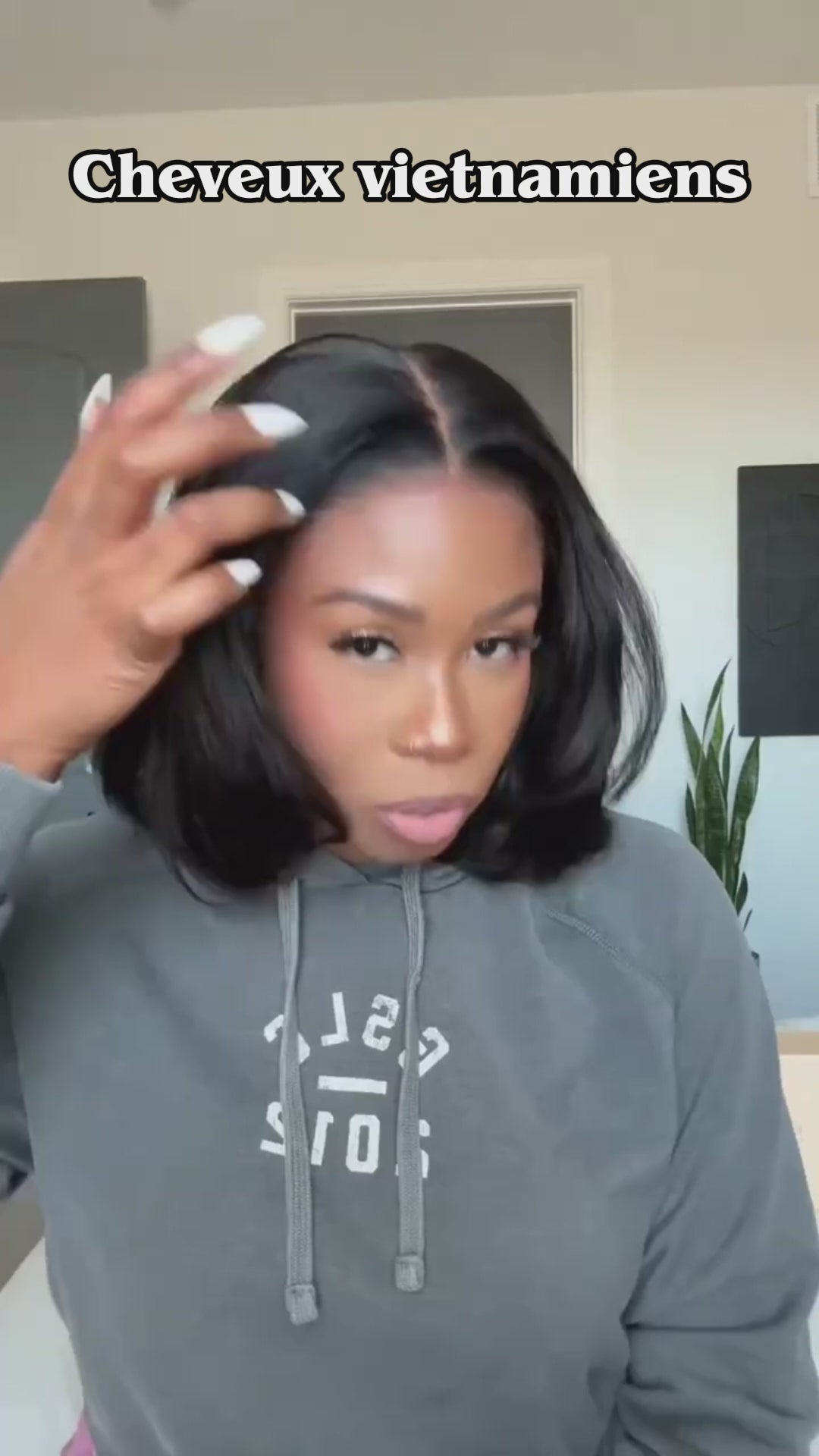 AILUXY Perruque Bob Mi-longue Noire 13X4 Lace Front Pré-définie Cheveux Humains Lissage