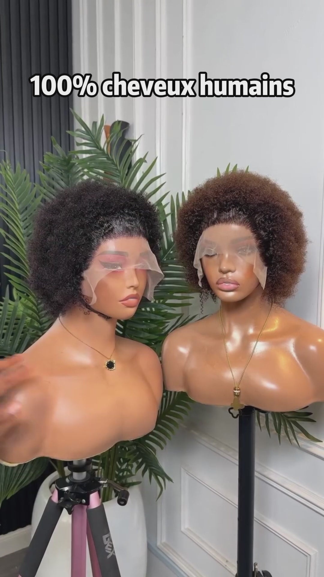 AILUXY Perruque Afro Courte en Cheveux Humains avec Dentelle Transparente - Effet Naturel & Facile à Porter