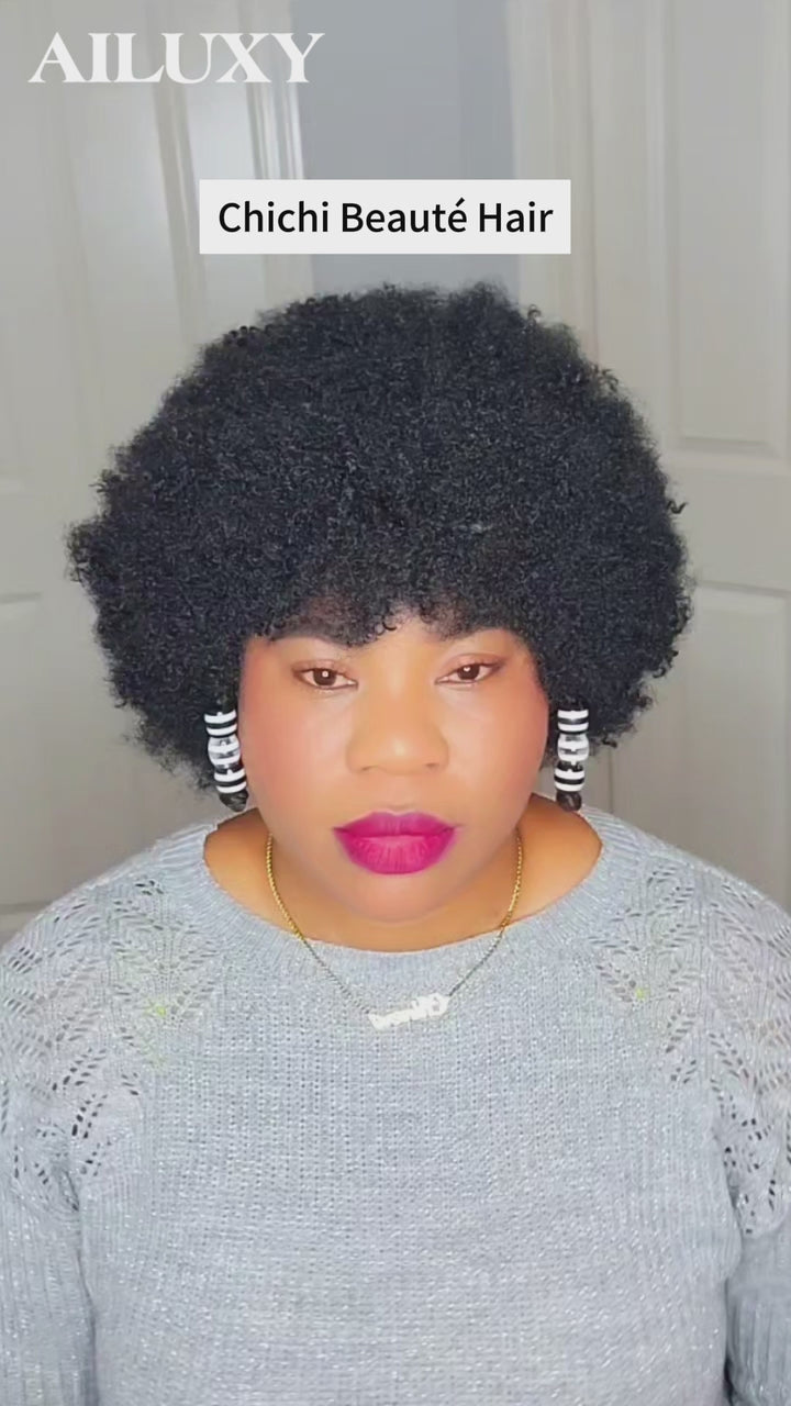 AILUXY Perruque Afro Curly Fabriquée à la Main | Identique à la photo