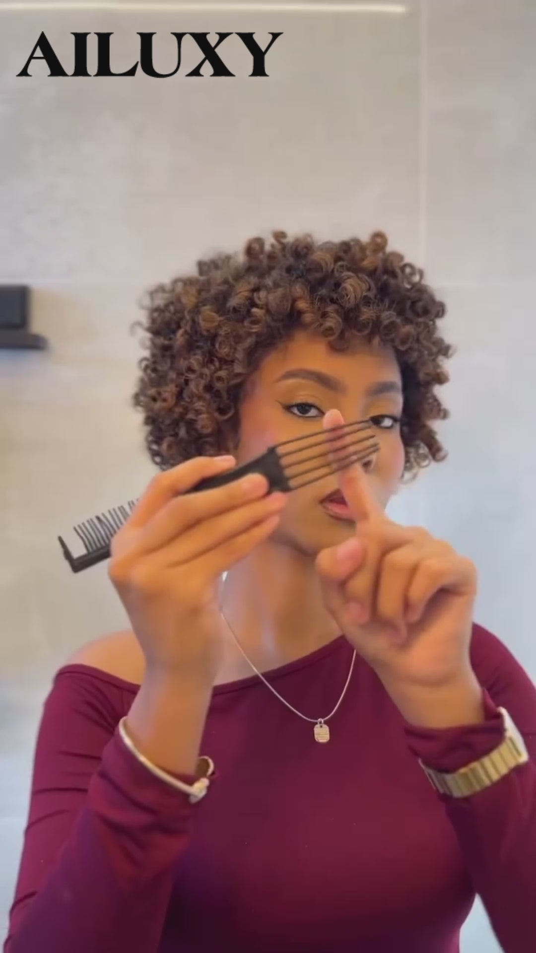 AILUXY 4mixed27curly Curly Perruque vietnamienne de haute qualité OFFRE EXCLUSIVE