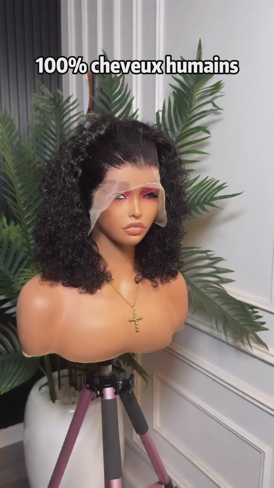 AILUXY Perruques Crépus Bouclés Afro avec 13x4 Frontal Dentelle,Cheuveux Humains 100%