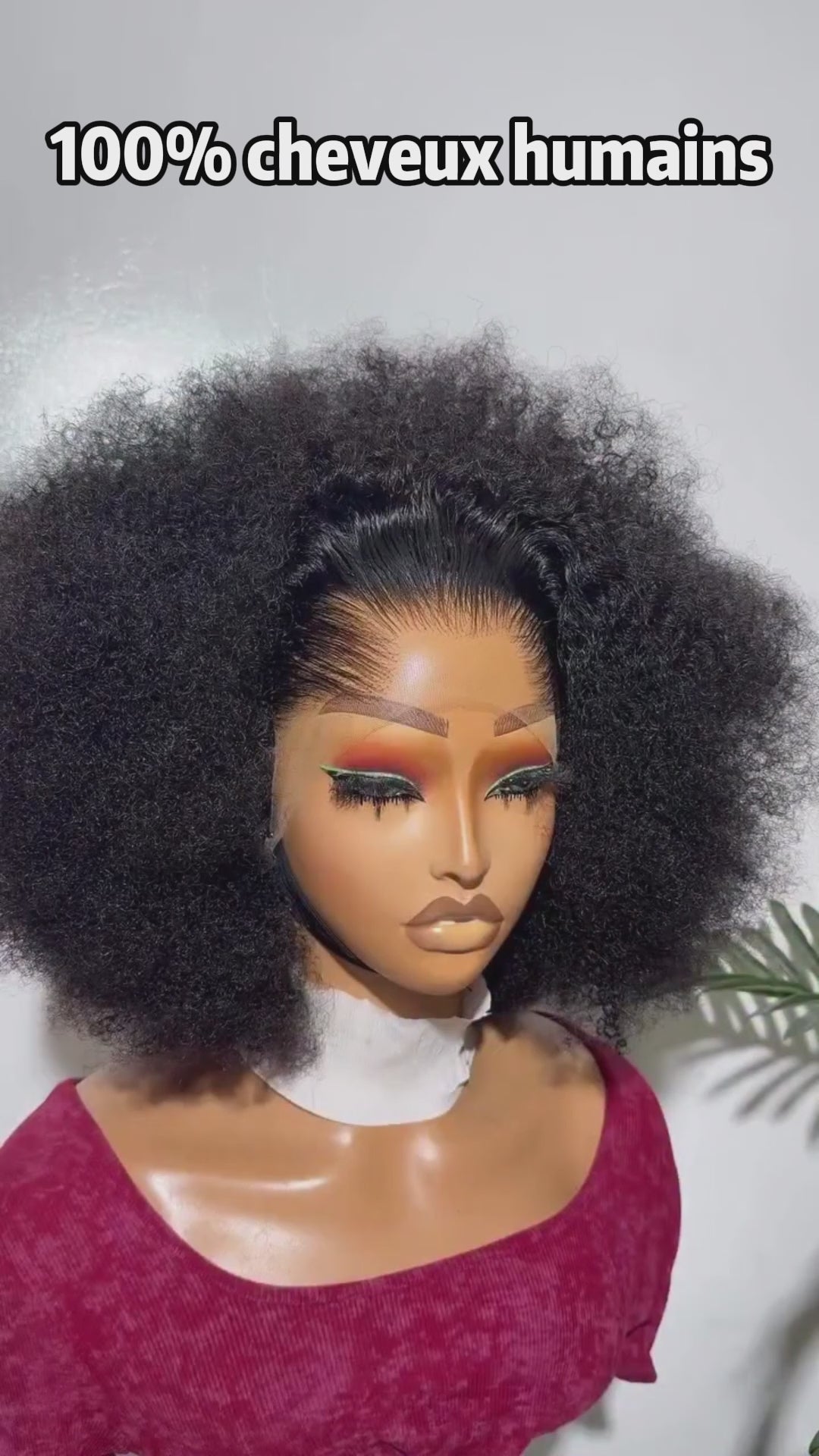 AILUXY Perruque Afro Ultra-Volumineuse en Cheveux Humains, 13x4 Lace Front Indétectable, Boucles Crépues Noires Denses, Facile à Installer, 100% Cheveux Humains