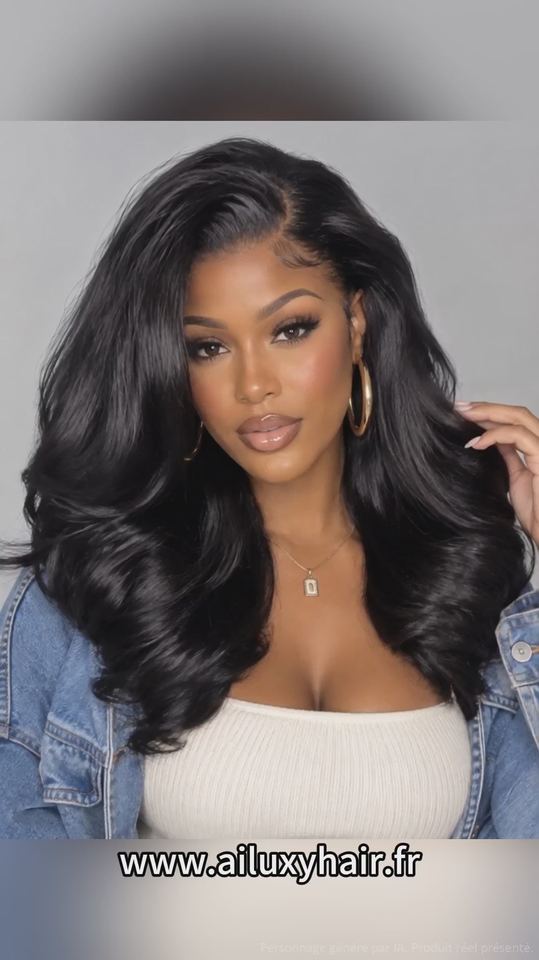AILUXY Perruque lace 13x4 vente flash Body Wavy 14pouces Cheveux longs