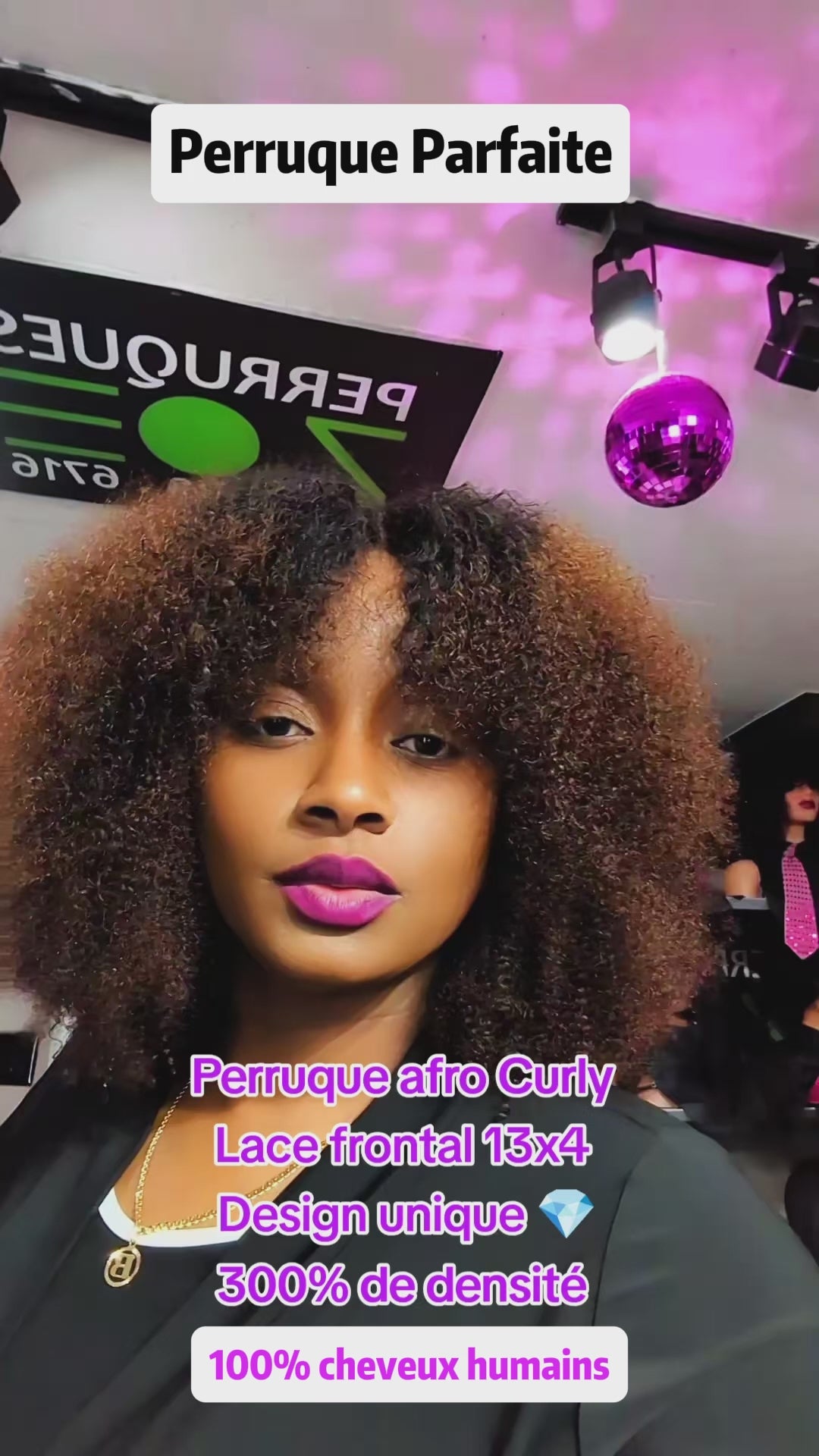 AILUXY Perruque Afro Curly Brun Ombrée, Avec Lace Frontal 13×4, 100% Cheveux Humains, Design Unique et Volume Extrême