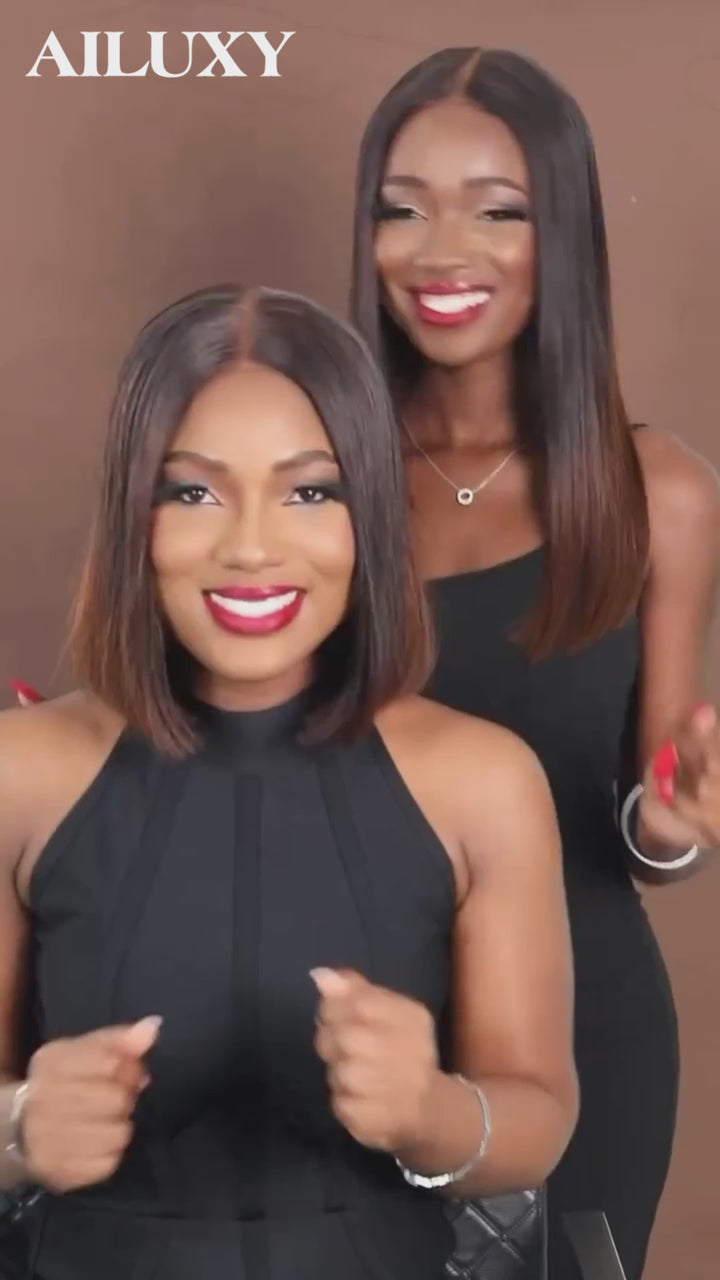 AILUXY Perruque 2x6 Lace Customisée - Lisse Rayures Droites 3.0