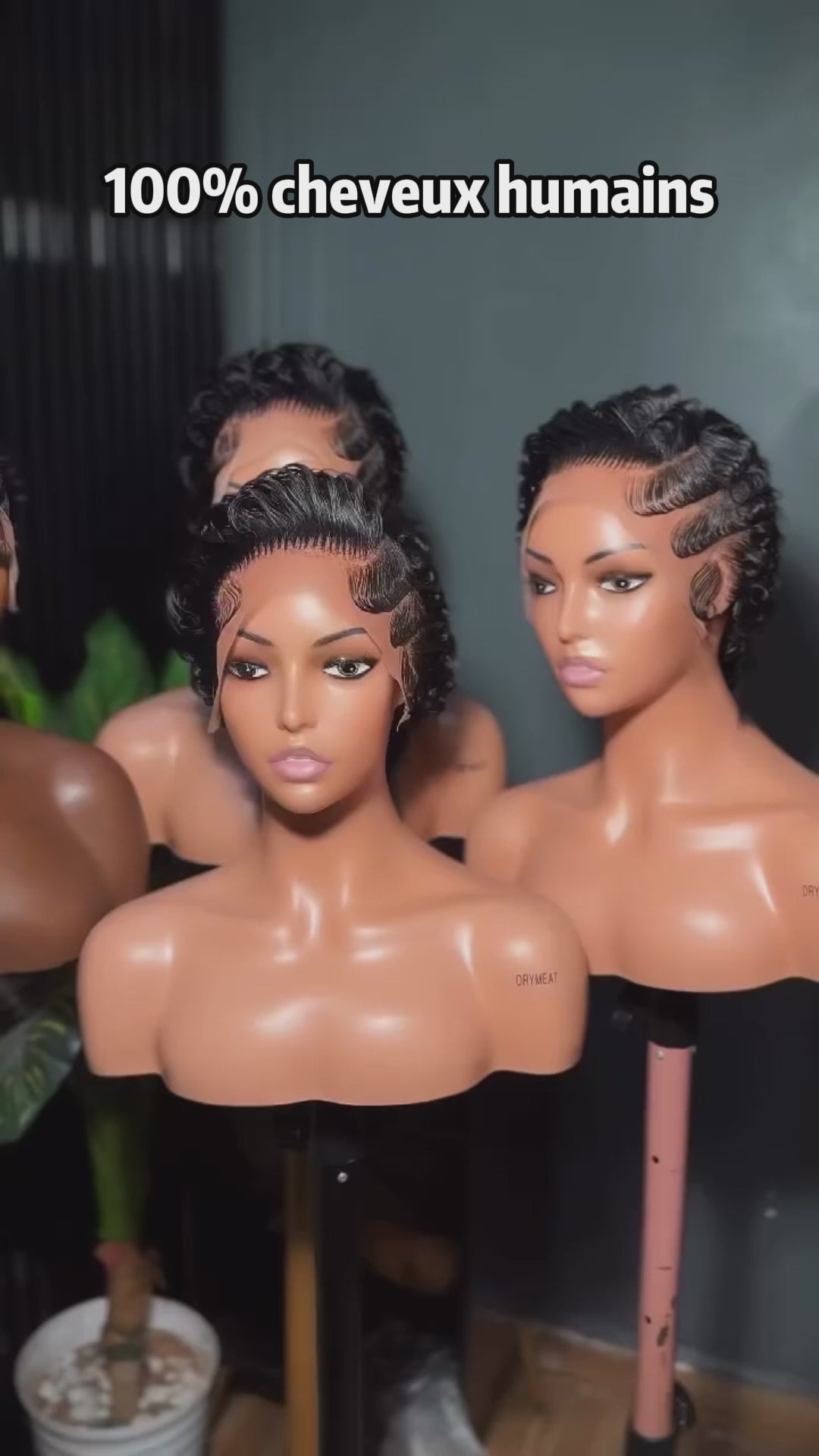 AILUXY Perruque Pixie Ondulations au Doigt | Lace Front HD 100% Cheveux Humains