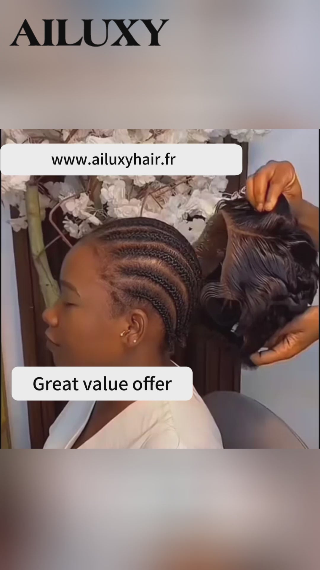 AILUXY Perruque Pixie 13x4 Lace Frontal Bouclé Noir - Conception Sans Colle