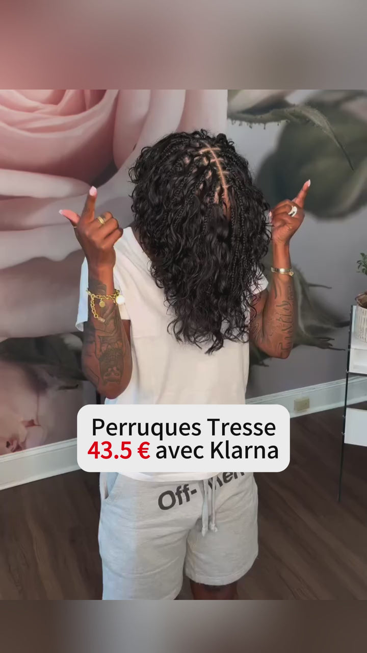 AILUXY Perruque en Dentelle avec Une Coupe Frontale, Demi-tresse Bouclée, une Coiffure Africaine Populaire identique à la vidéo