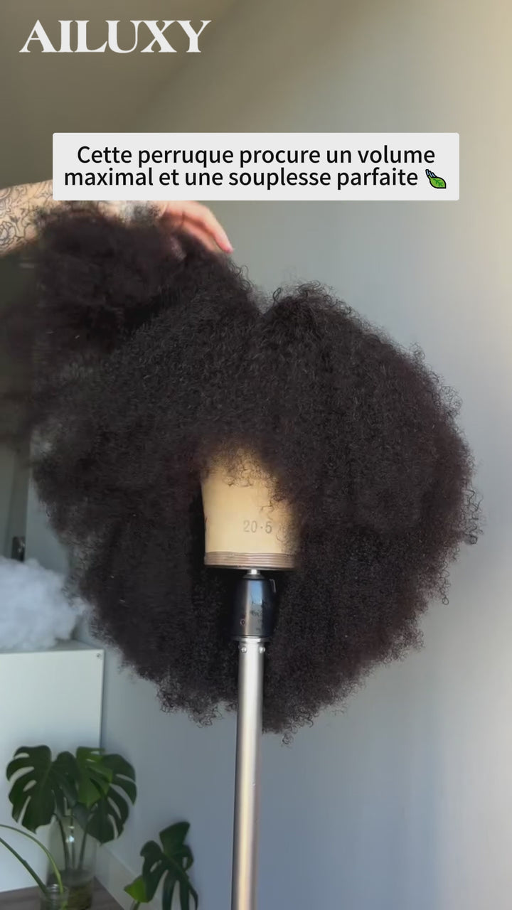 AILUXY Perruque Bob Avec Frange Afro Curly Sans Colle Perruque Naturelle Style