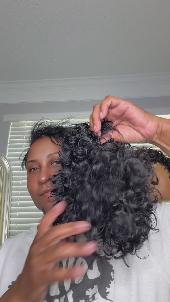 AILUXY Topper Capillaire Boucles Kinky à Clips – Cheveux humains, Fixation Stable Toute la Journée