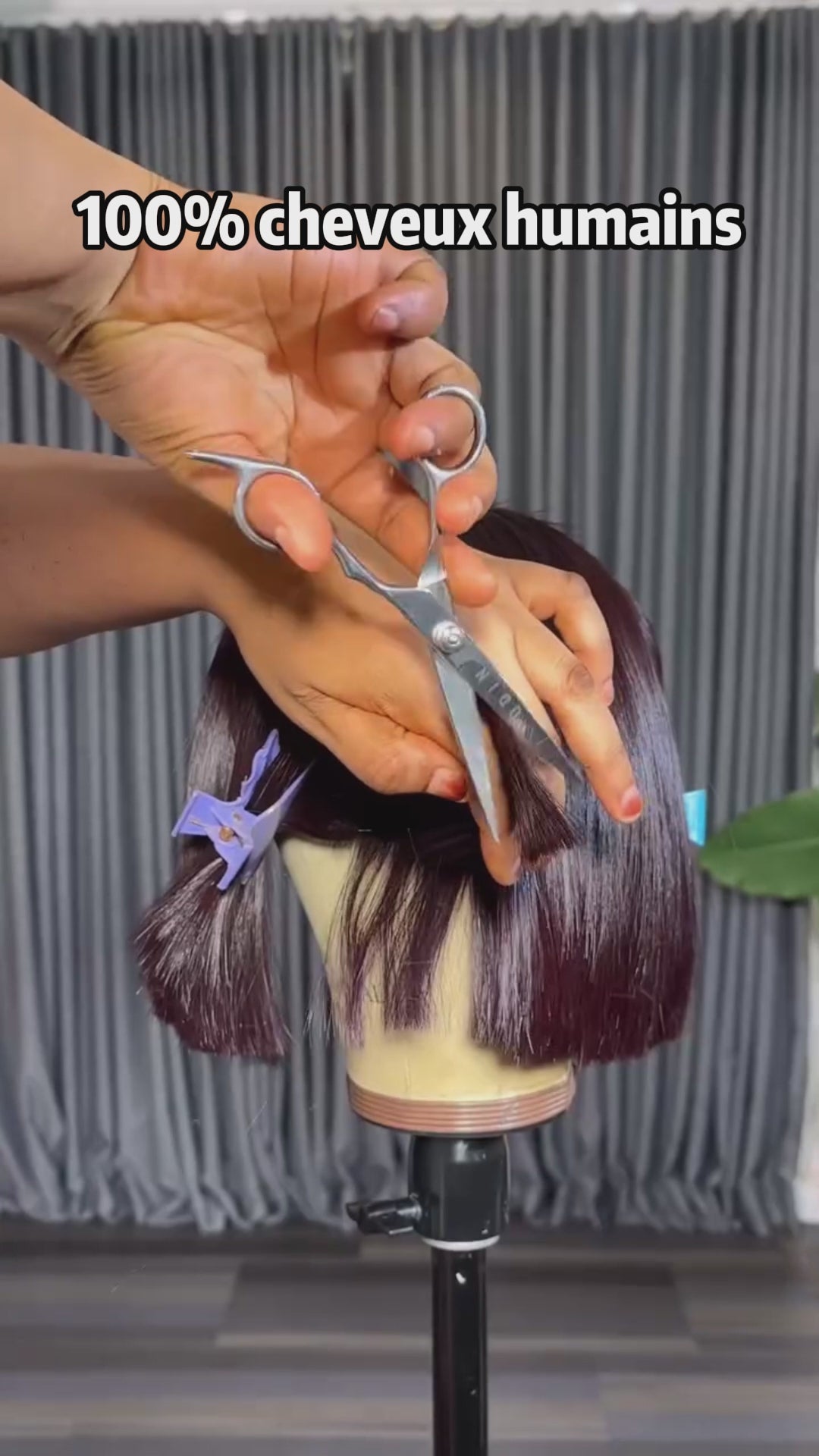 AILUXY Perruque Bob Court Rouge Vin 100% Cheveux Humains | Coupe Bombée, Effet Naturel