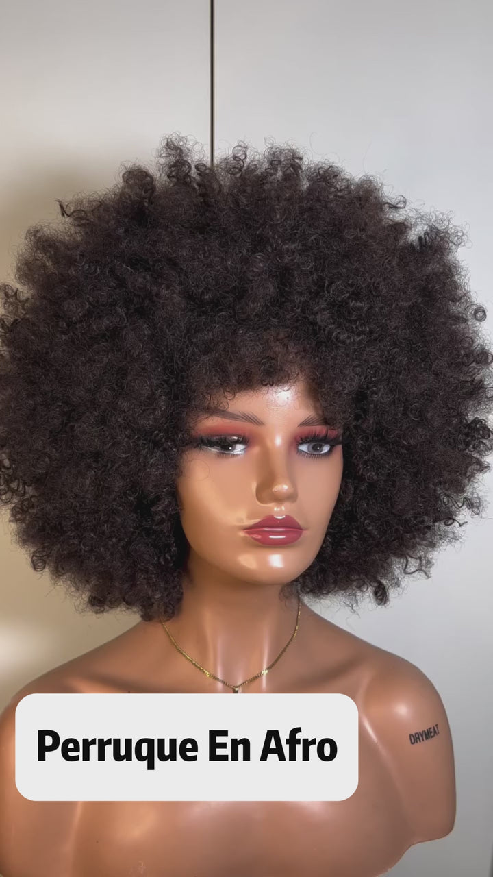 AILUXY Perruque Bob Afro Kinky Bouclée Noire Volumnieuse –  Style Ultra-Naturel et Polyvalent