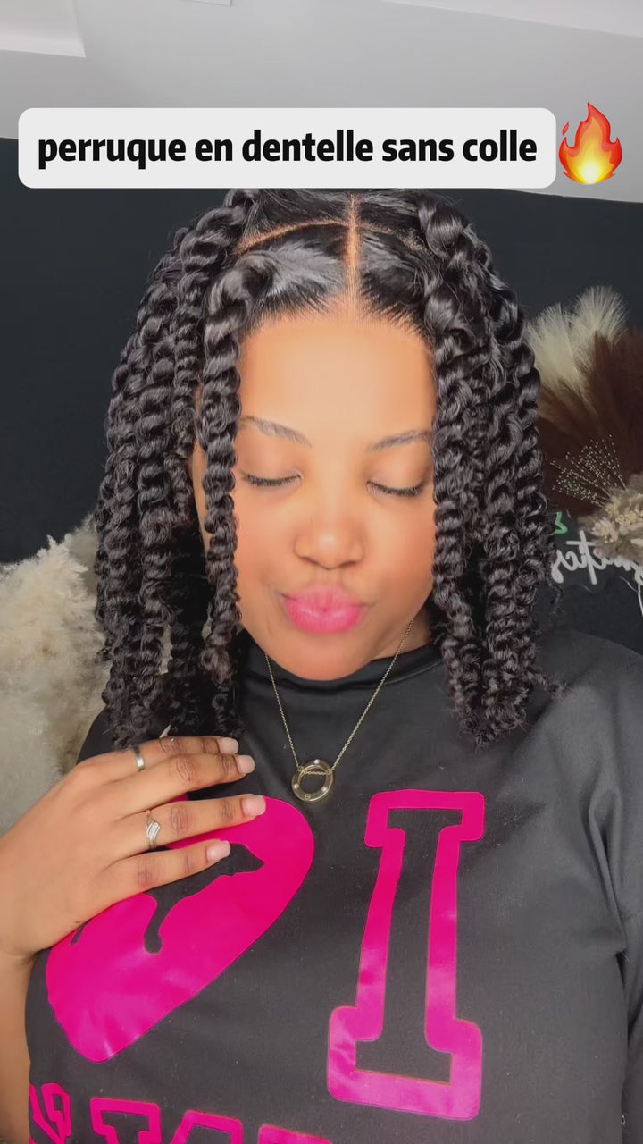 AILUXY Perruque Sans Colle HD lace Passion Twists Avec Boucles Ultra Rebondies et Volume Maximal