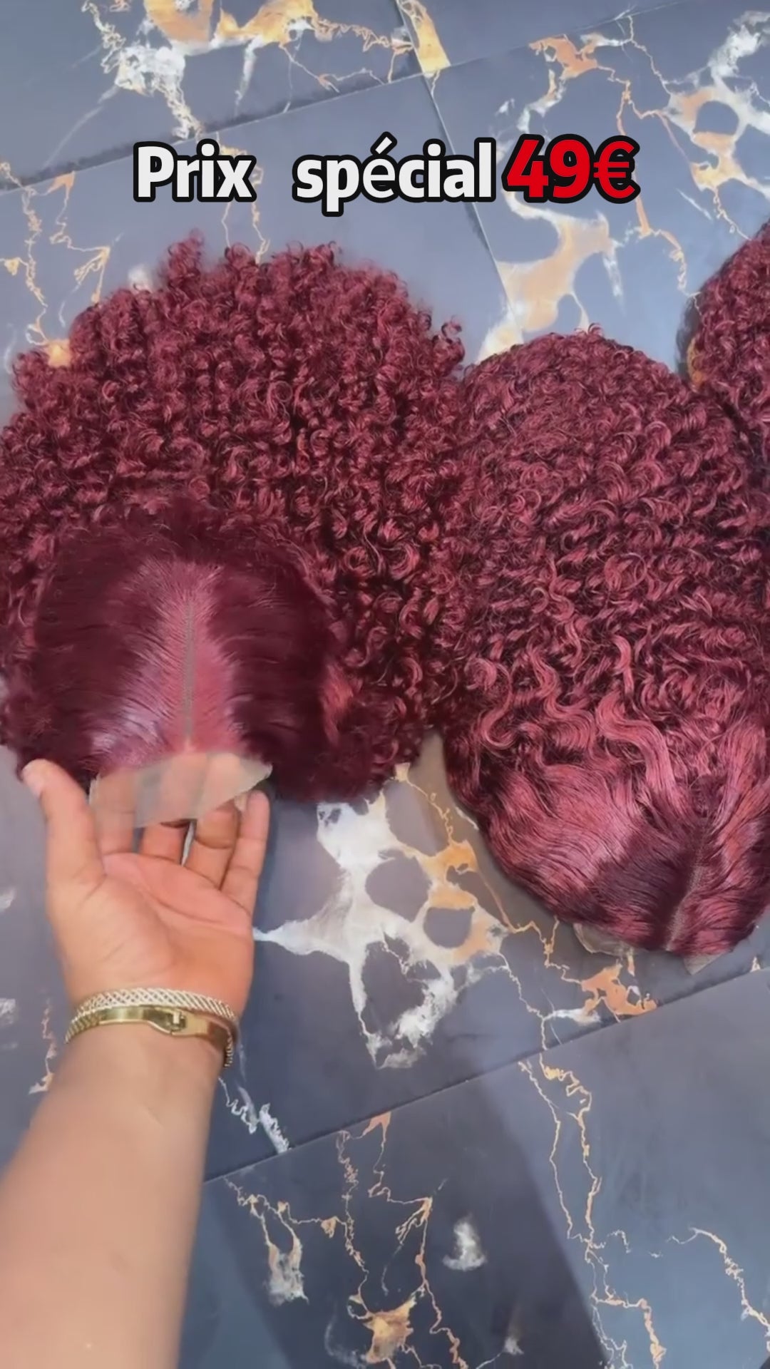 AILUXY Perruque bouclée bordeaux 99J# en cheveux humains mélangés | Effet naturel et résistant