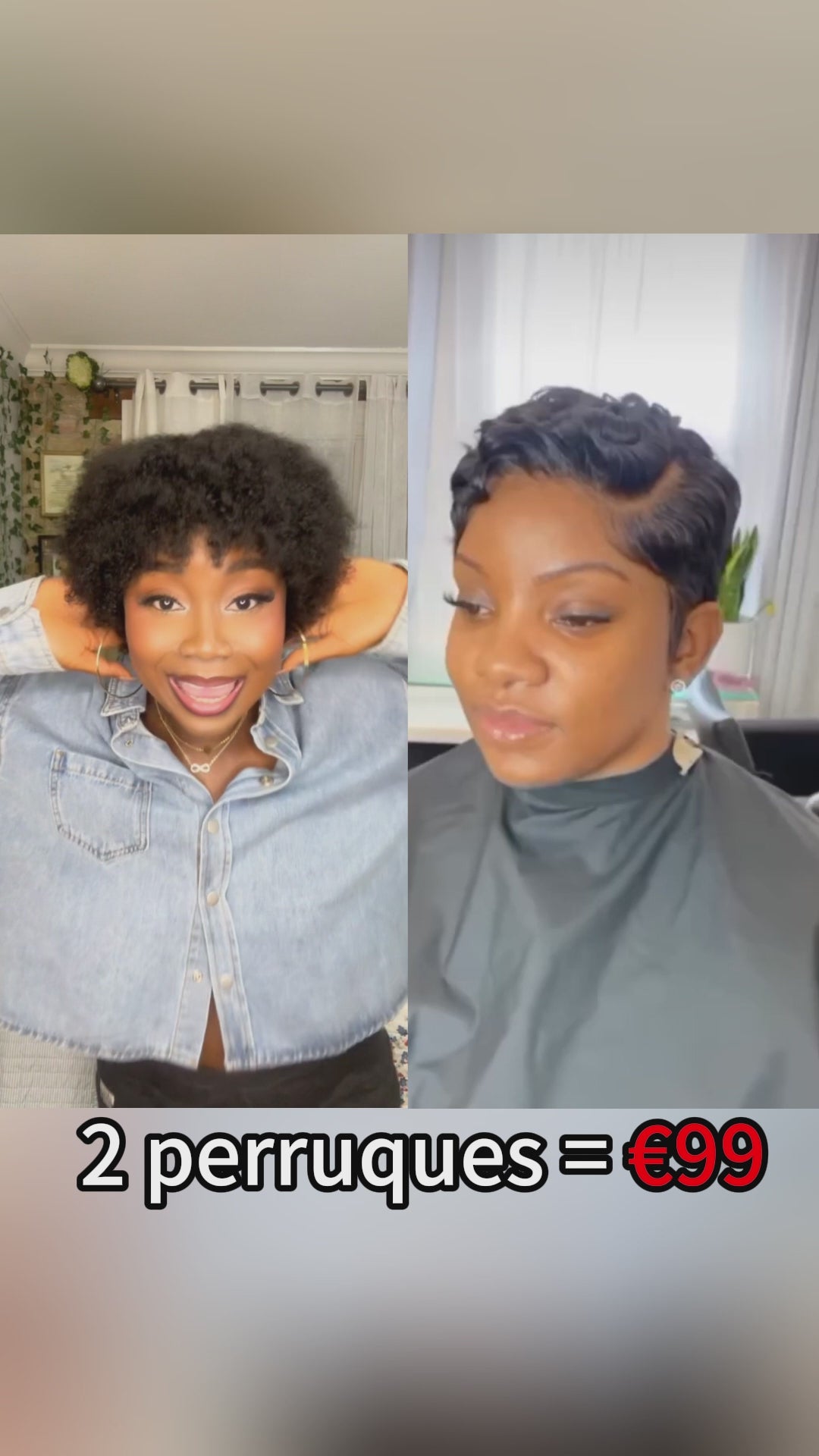 AILUXY 2 Perruques=€99 Style tendance, identique à la photo, 100% cheveux naturels