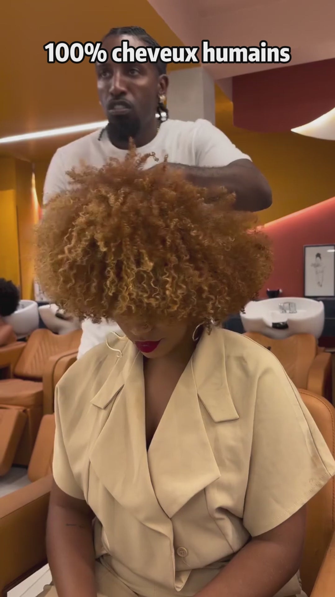 AILUXY Perruque Bob Avec Frange Afro Curly Sans Colle Perruque Dégradé de couleurs Style