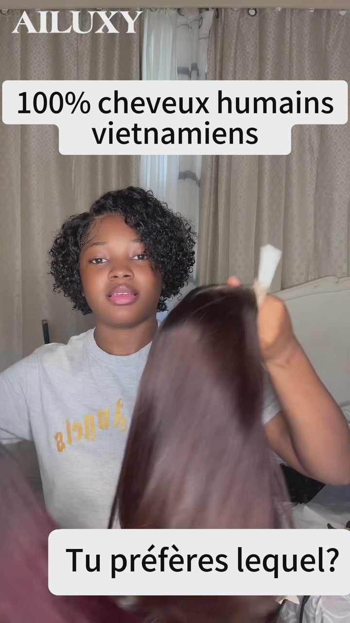 AILUXY  lace closure 2x6 et 4x4 Perruque Lisse BOB STRAIGHT Hair Perruque en 100% Cheveux Humains