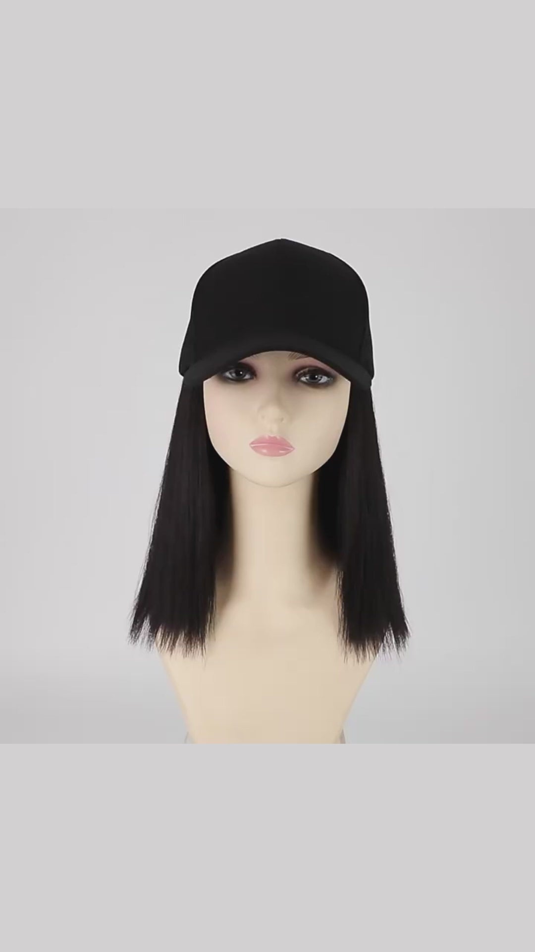 AILUXY Casquette avec Perruque Longue Droite– Noir Naturel / Brun foncé / Brun Clair- Identique à la photo