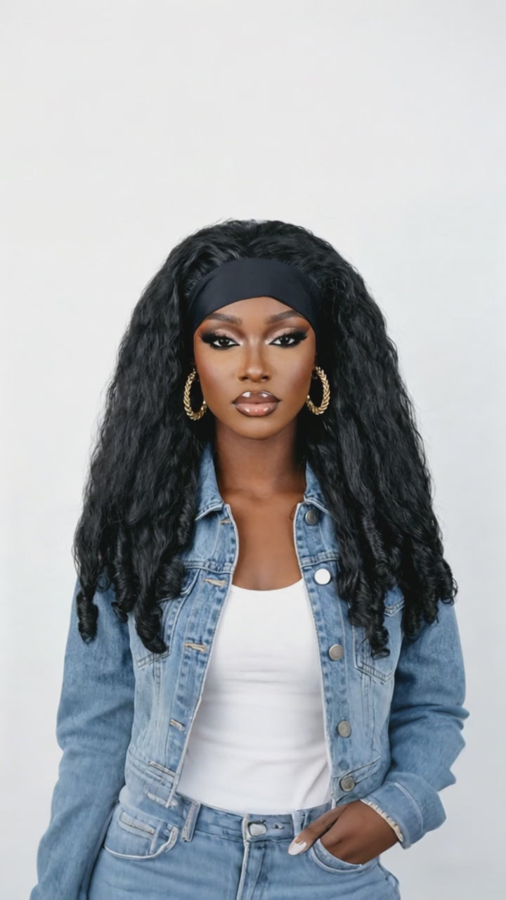 AILUXY Perruque Bandeau Longue Ondulée Mécanique Cheveux  Naturelle | Identique à la Photo