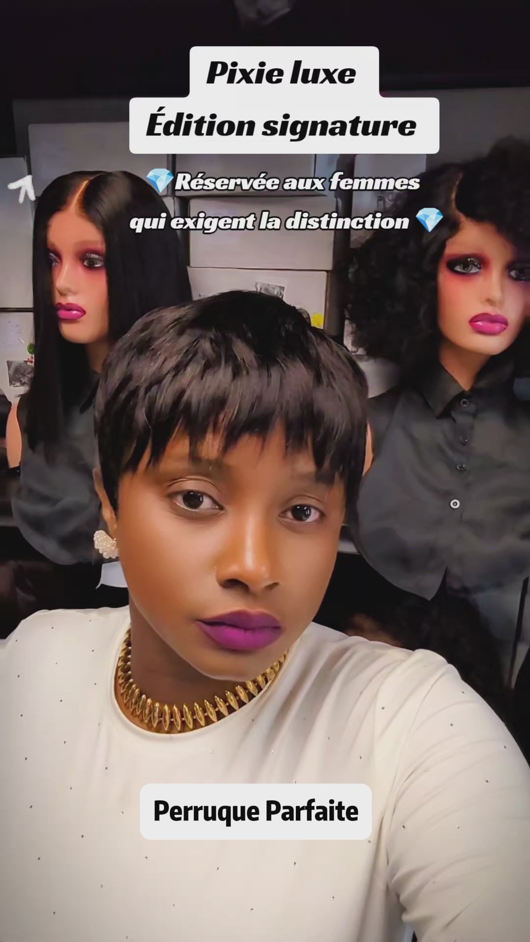 AILUXY Perruque Pixie Lisse à Frange Ébouriffée, Texture Brillance Naturelle, Coupe Minimaliste Chic, Idéale pour Look Urbain Quotidien