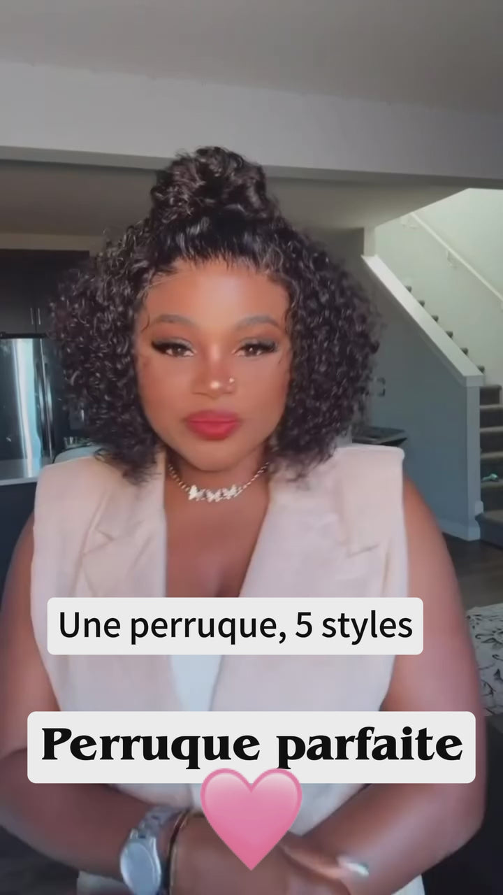 AILUXY Perruque Pixie Bouclée marron 4# Sans Colle 100% Cheveux Humains Naturelle | Identique à la Photo