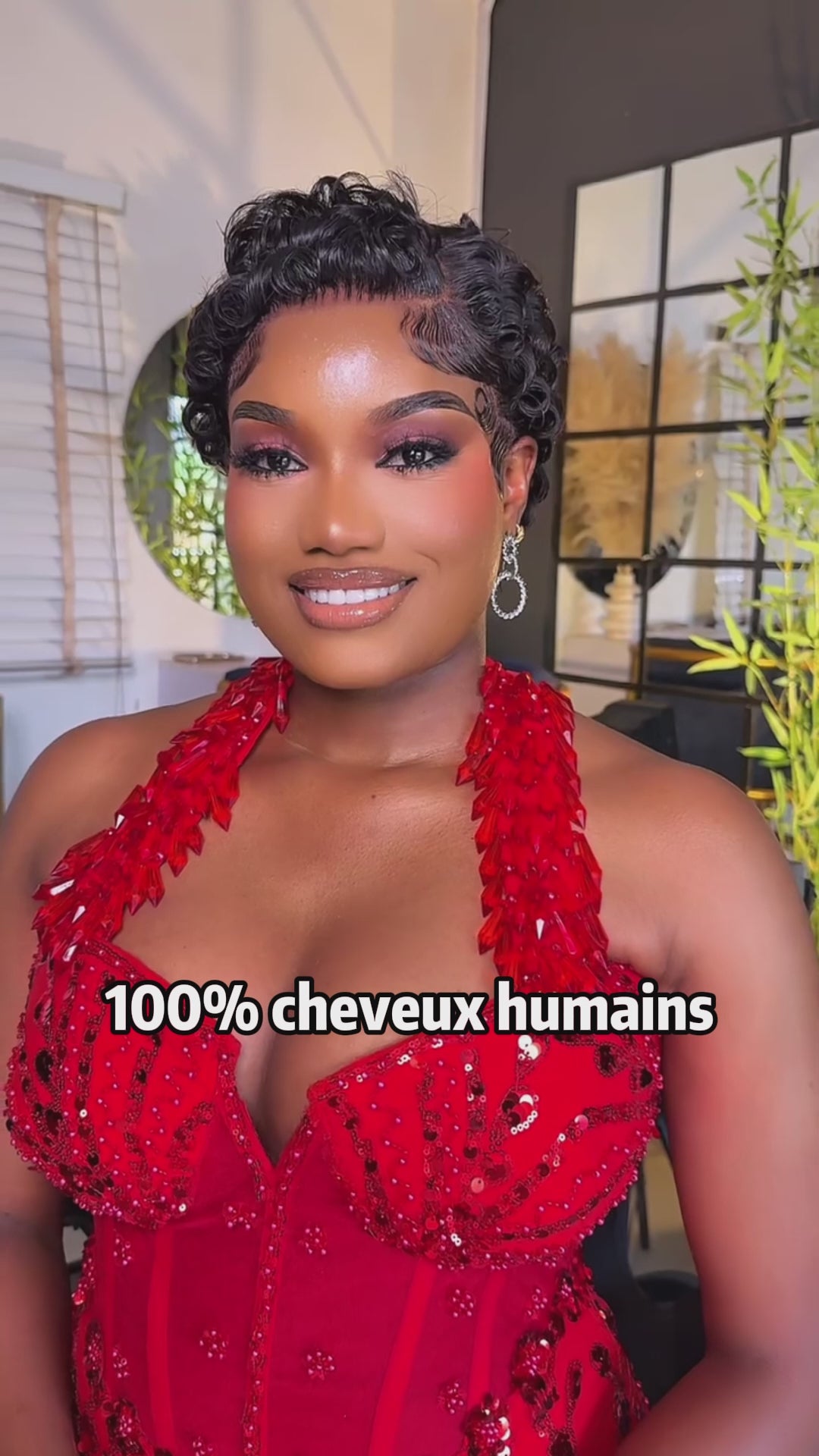 AILUXY Perruque Pixie Bouclée Courte 13x4 Lace Front - Cheveux Humains Brésiliens Naturels, Pré-Plaquée avec Baby Hair