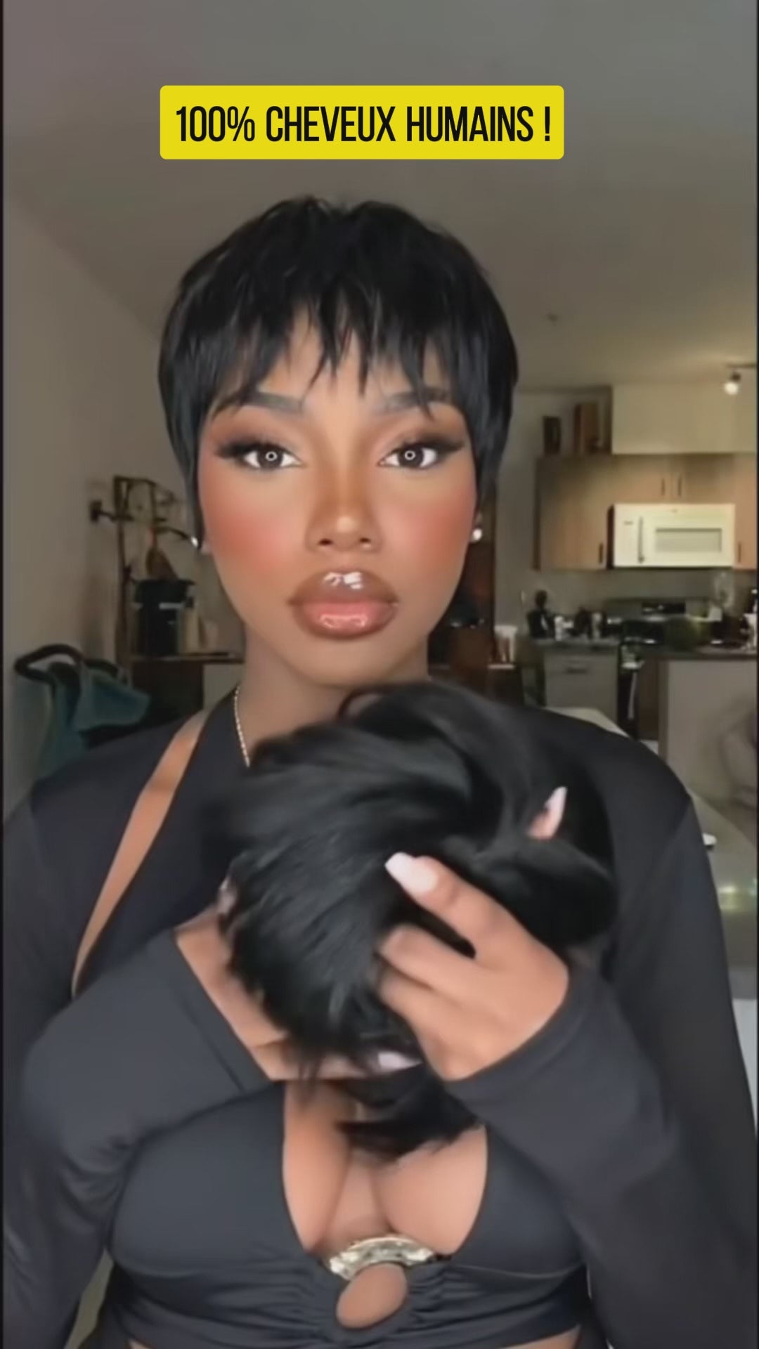 AILUXY Perruque Pixie Sans Colle – Modèle Style Tendance Printemps