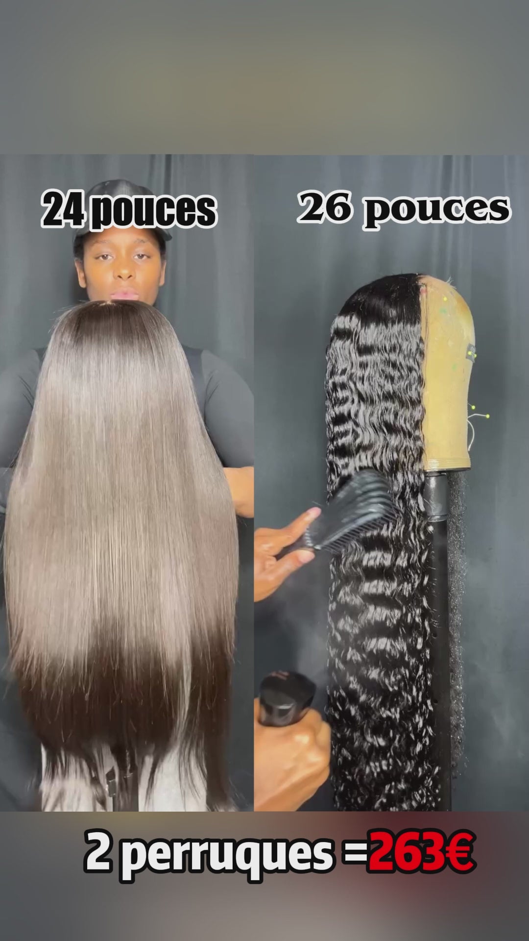 AILUXY | Prix d'usine | 2 Perruques = 263€ | 1 acheté = 1 offert Perruque noir curly 13x4 Lace 26 pouces + Perruque Blended lisse SY 24 pouces Blended Cadeau |  identique à la photo